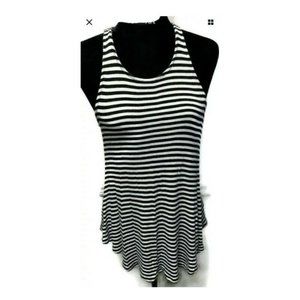 Mossimo Womens Tank Top Black White Stripe Sleevel